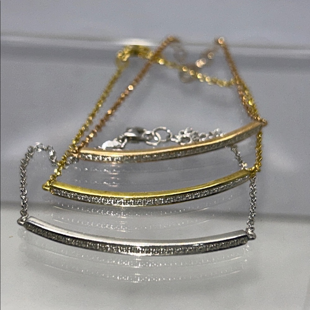 NWOT Collection Of 3 CZ Line Bracelets Sterling Silver & Gold Plated Versions